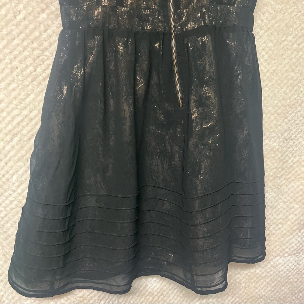 Forever 21 Metallic Black and Gold Dress Sleeveless Fit and Flare Formal Medium - Picture 10 of 12